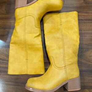 Amazon Yellow Heeled Boots for Women